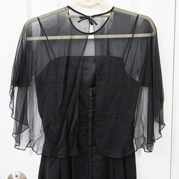 Vintage 1950s/60s Jr. Theme New York Black Dress with Sheer Overlay, size S - Picture 6 of 9